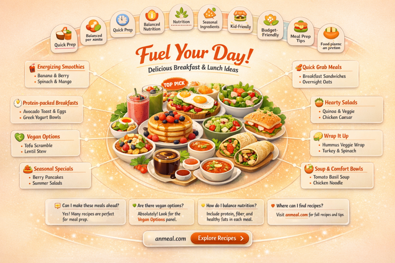 am breakfast and lunch