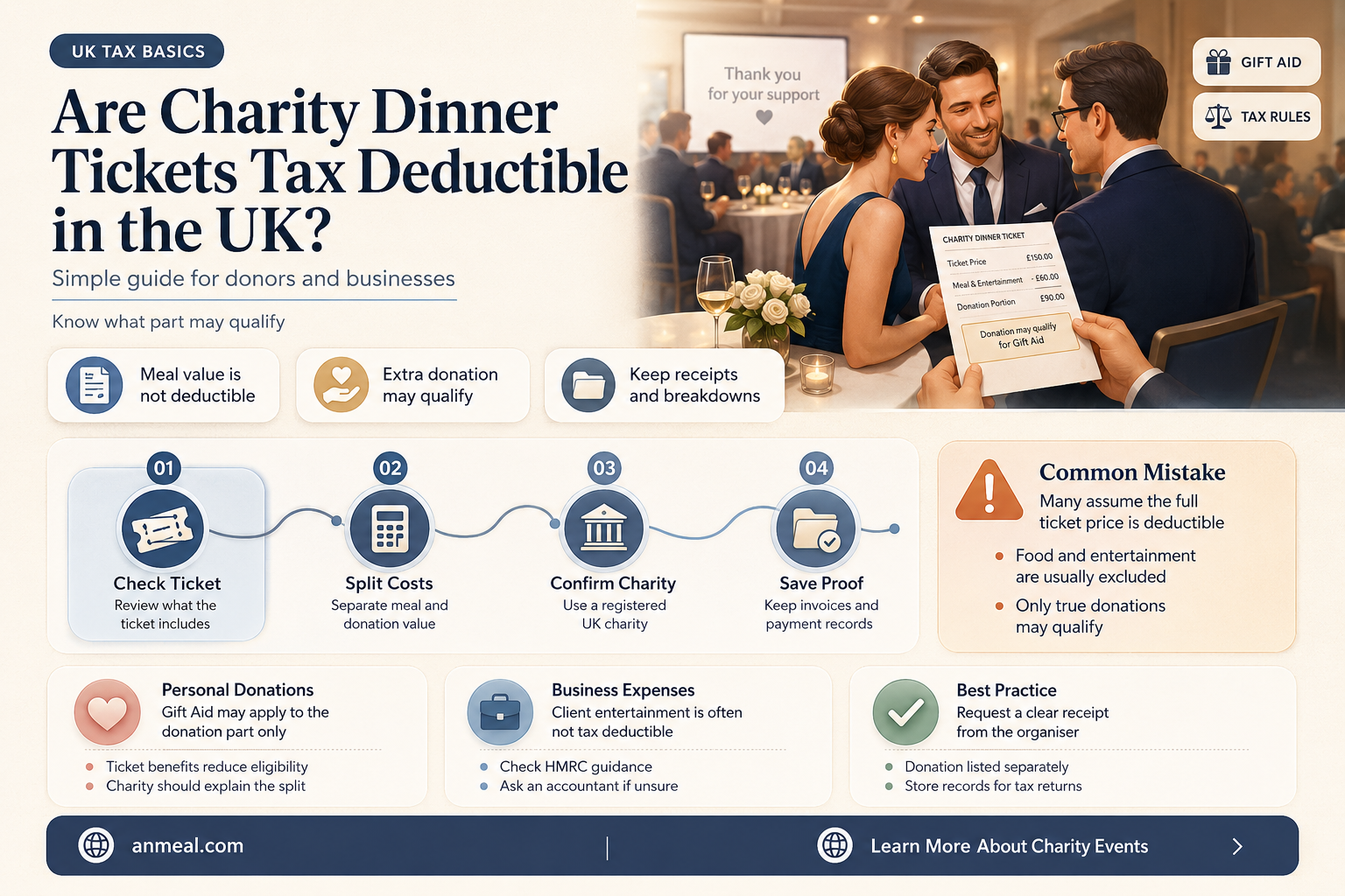 are tickets to a charity dinner tax deductible uk