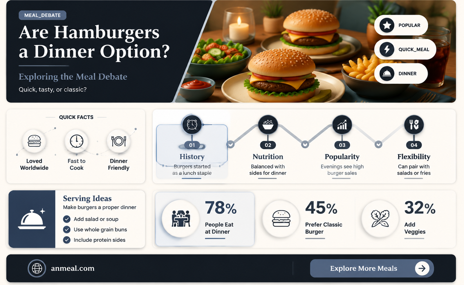 are hamburgers considered dinner