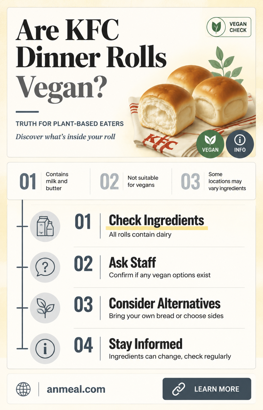 are kfc dinner rolls vegan