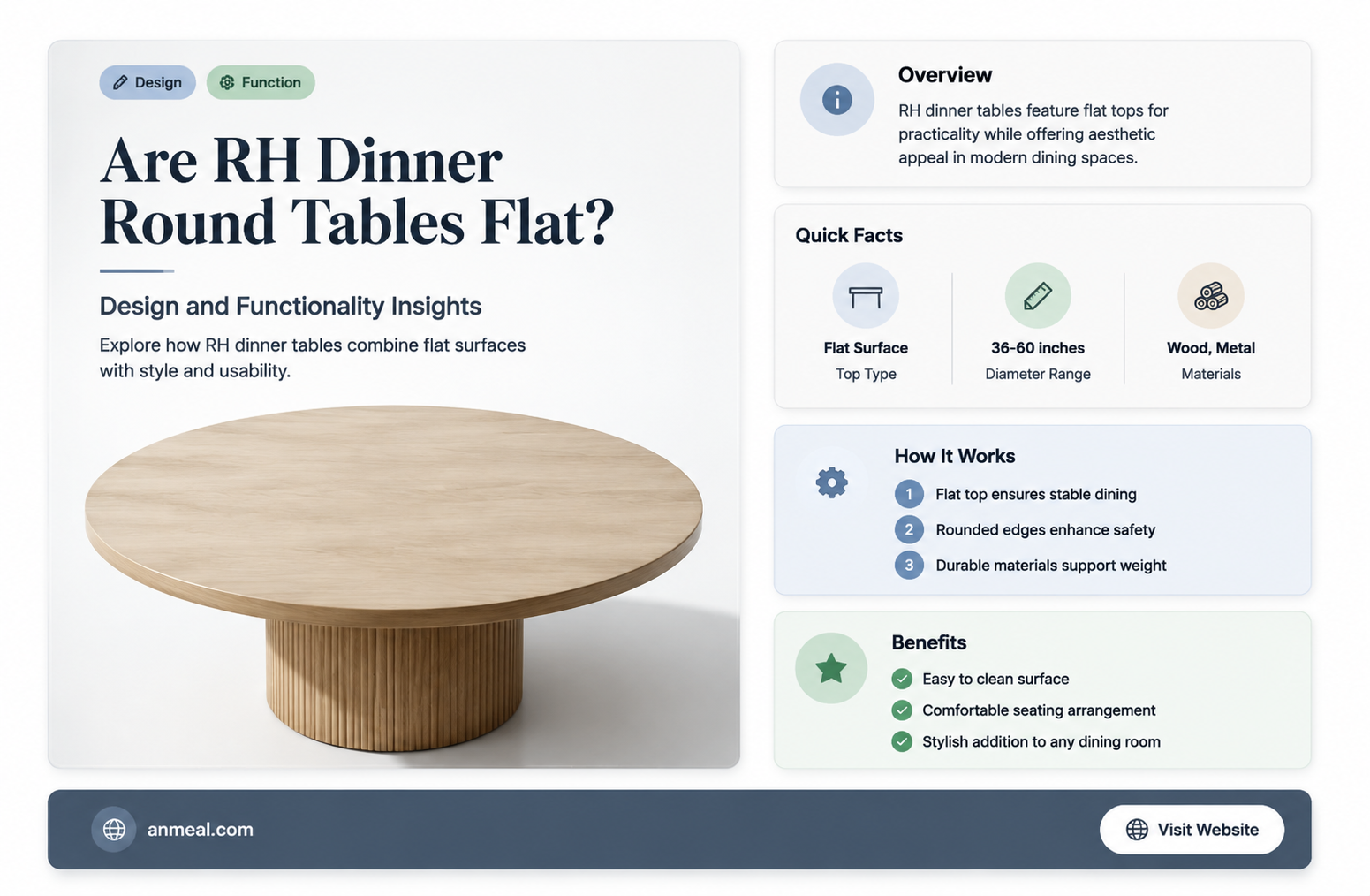 are rh dinner round tables flat