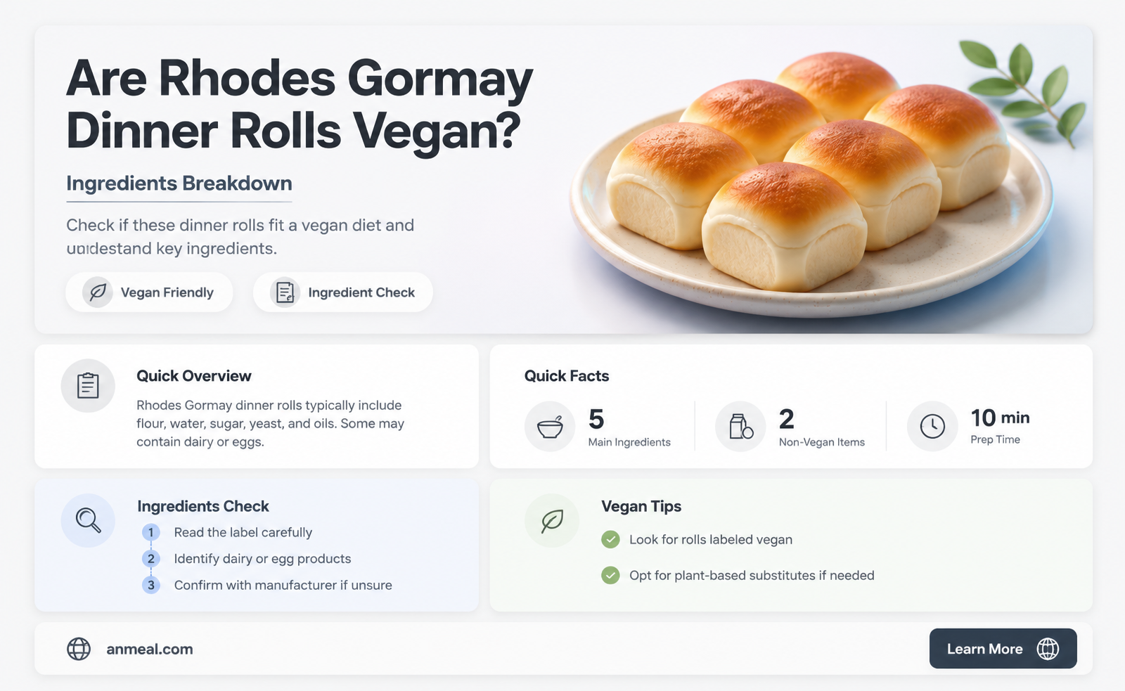 are rhodes gormay dinner rolls vegan
