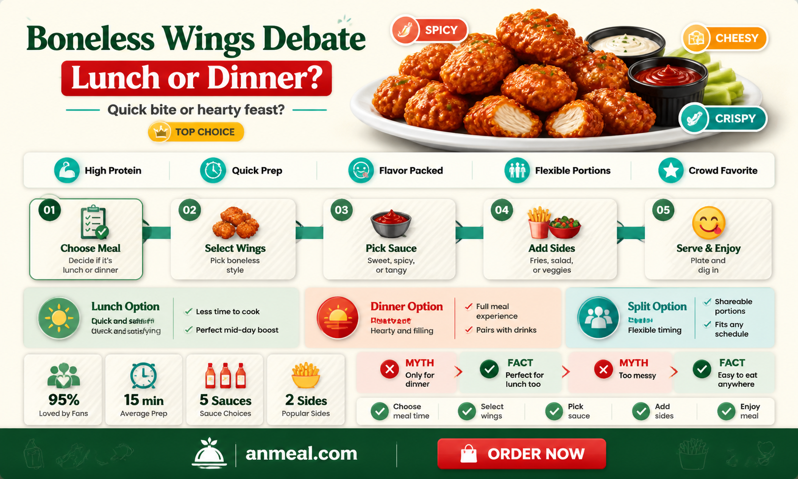 are boneless wings dinner or lunch