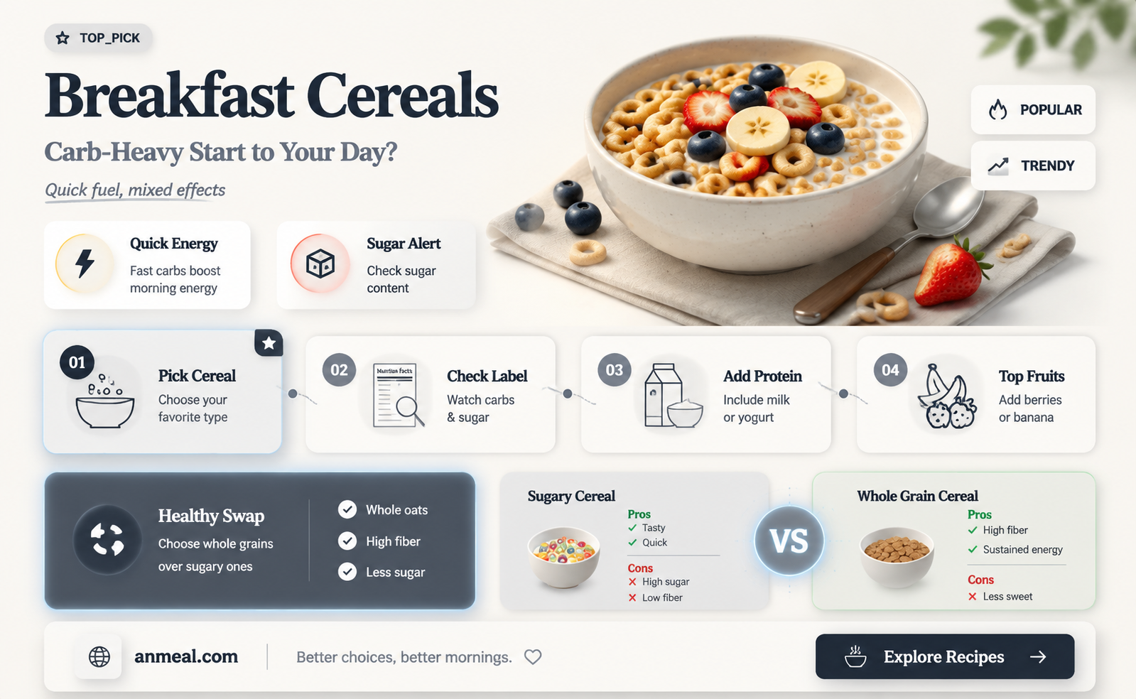 are most breakfast cereals carb laden