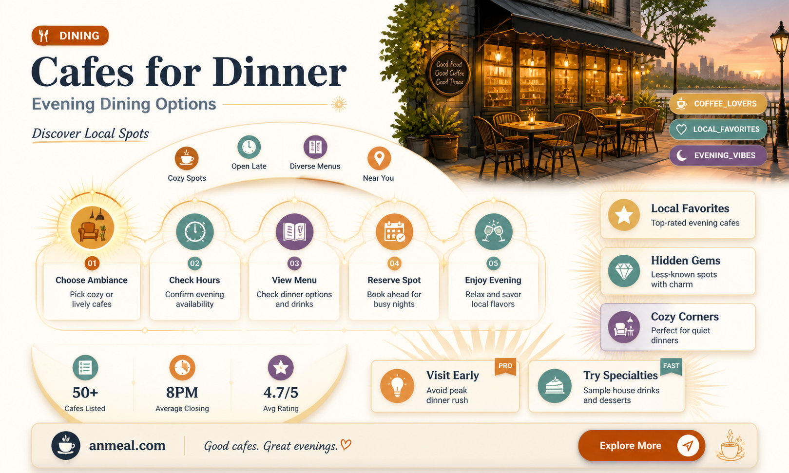 are cafes open for dinner
