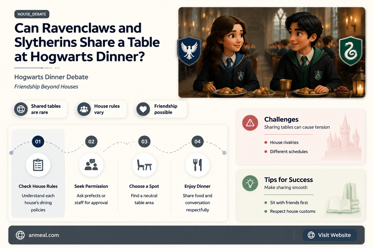 are ravenclaws allowed to sit with slytherins at dinner