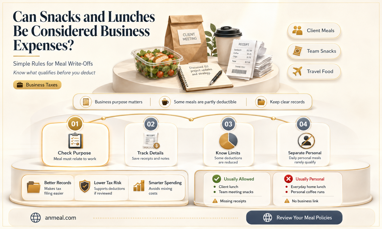 are snacks and lunches a business expense