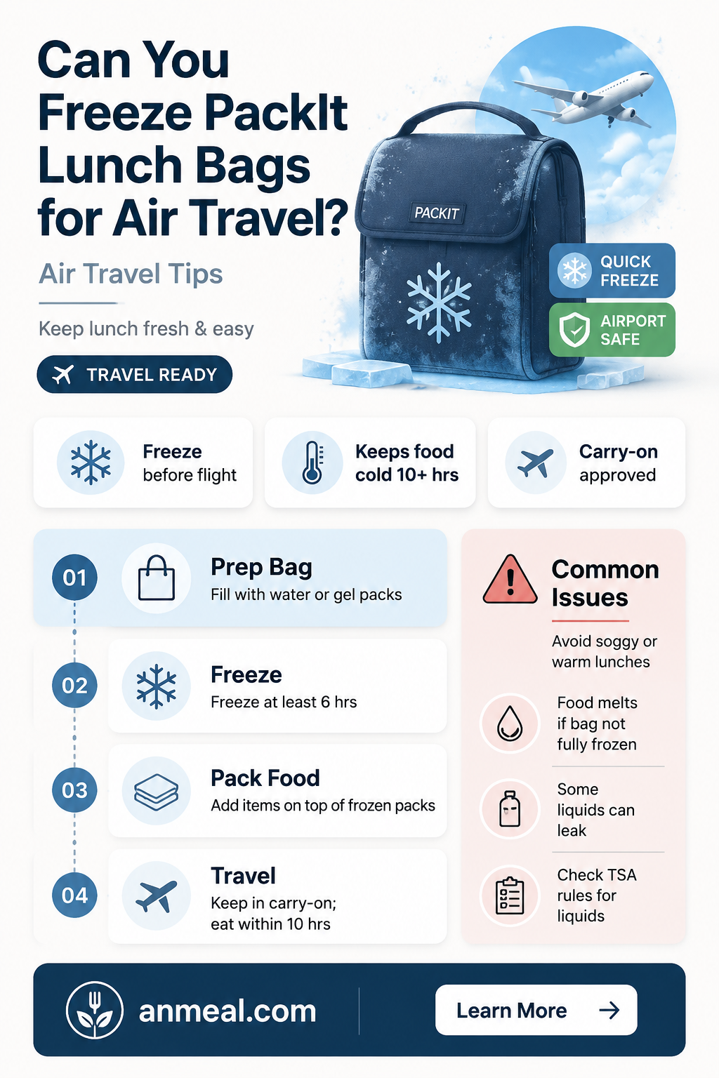 are packit freezable lunch bag allowed on planes