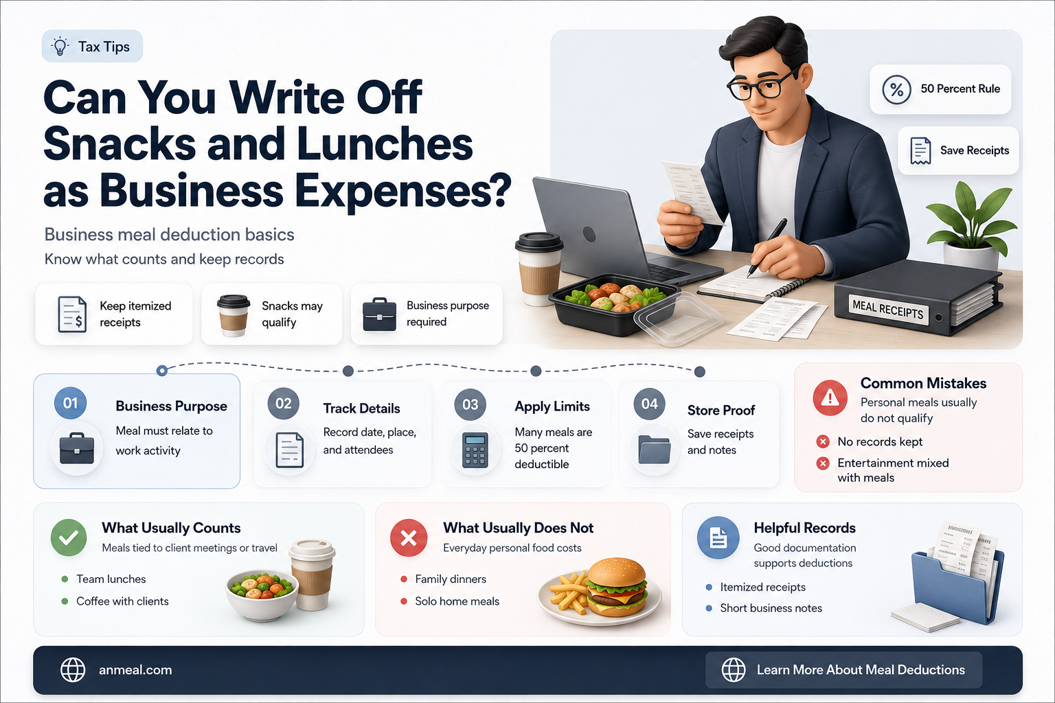 are snacks and lunches a deductible business expense