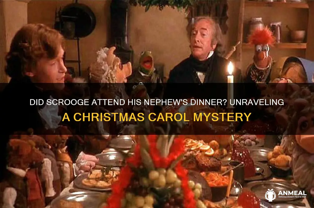 did scrooge ever go to nephews dinner