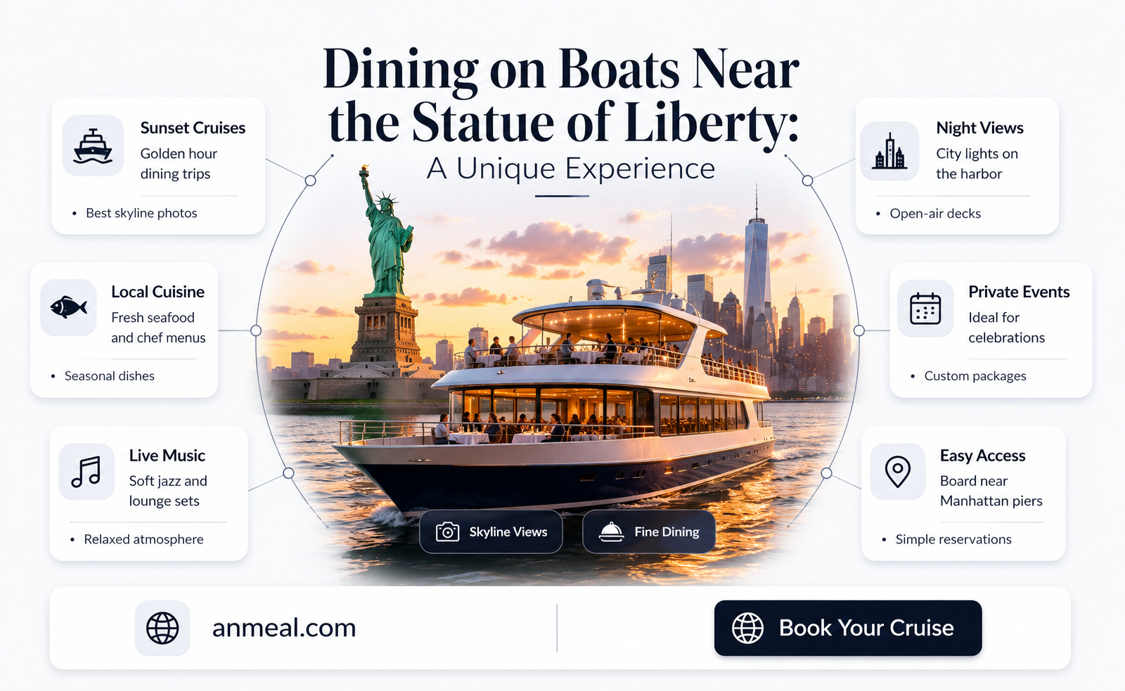 are there dinner on boats near the statue of liberty