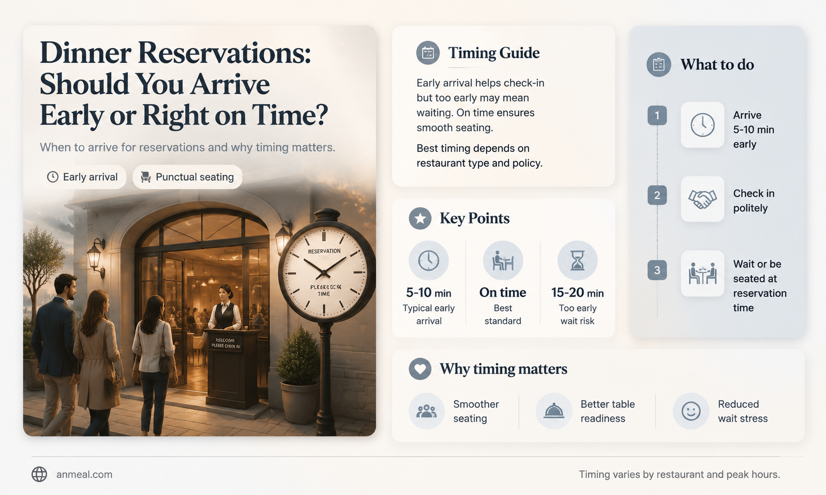 are you supposed to arrive early for dinner reservation