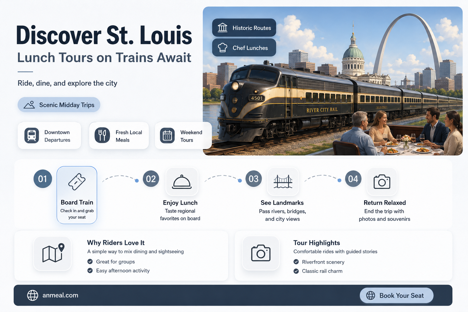 are there any lunch tours on trains from st louis