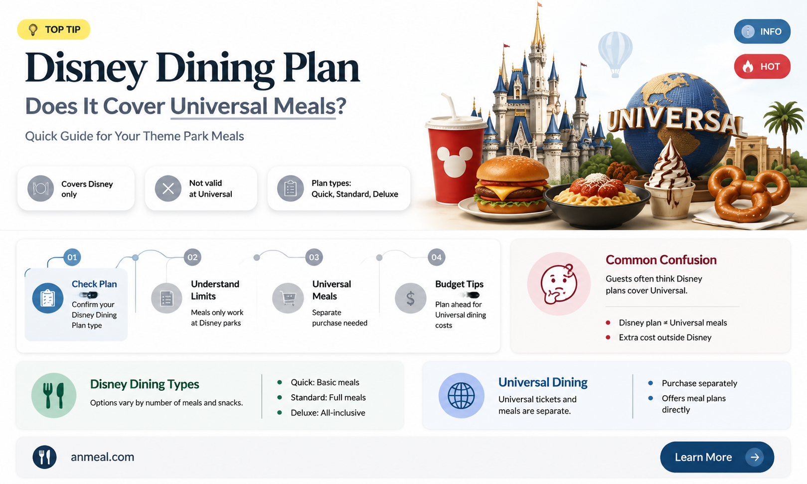 are meals at universal included in disney world dinner plan