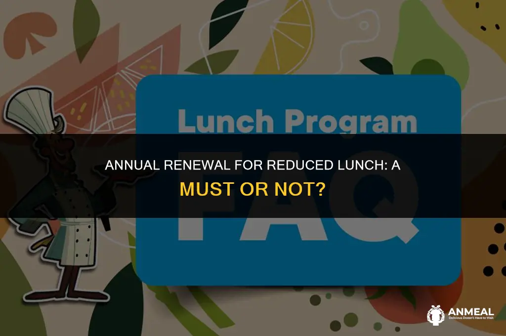 do i have to apply for reduced lunch yearly