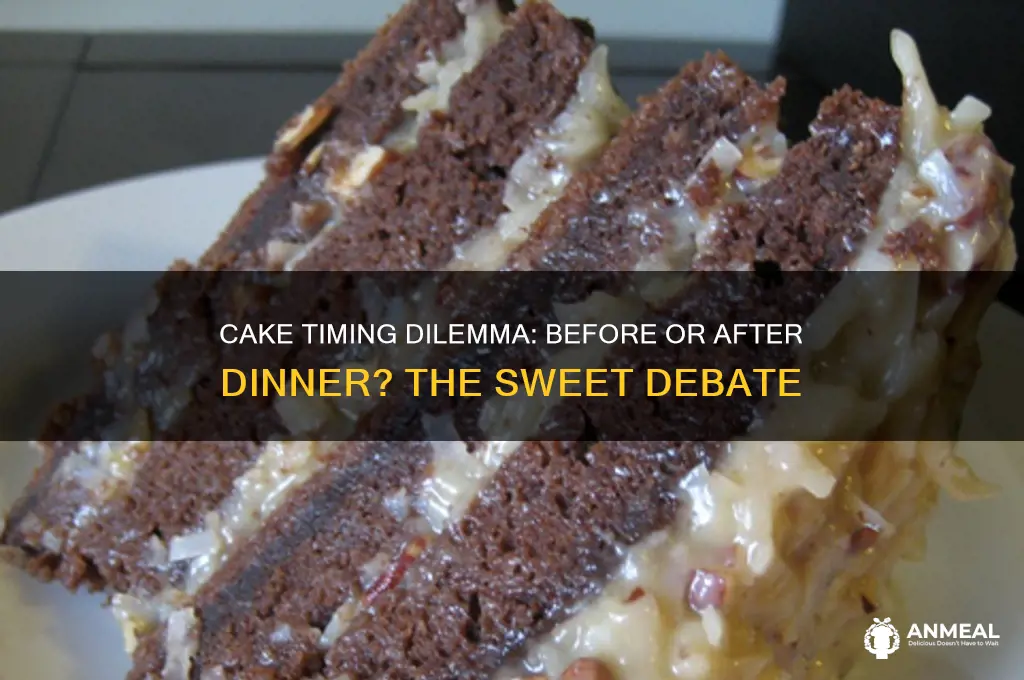 do you cut the cake before or after dinner