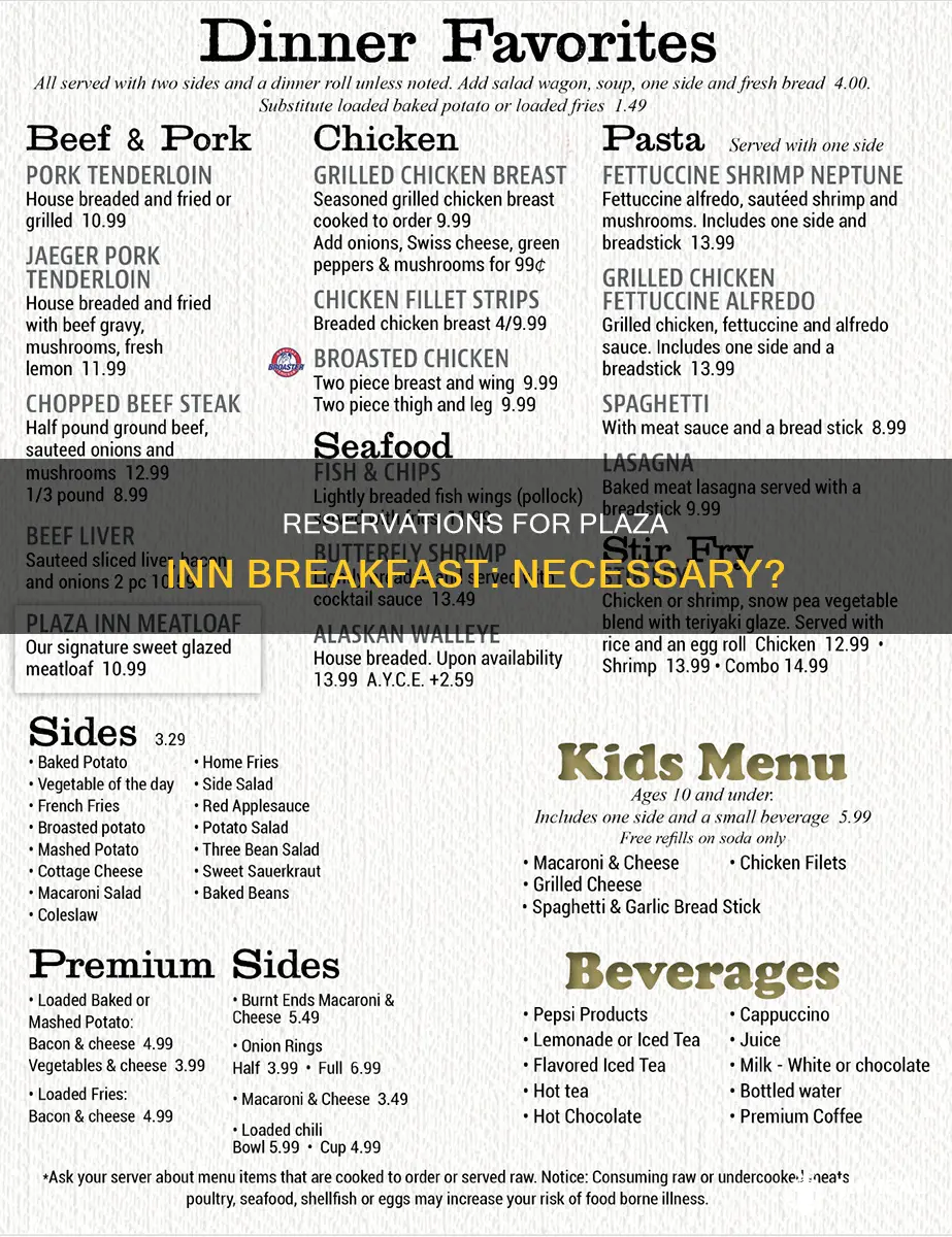 do you need reservations for plaza inn breakfast disnetland