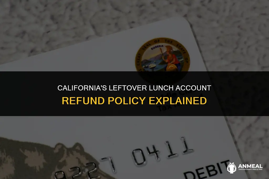 does california give leftover lunch account money back