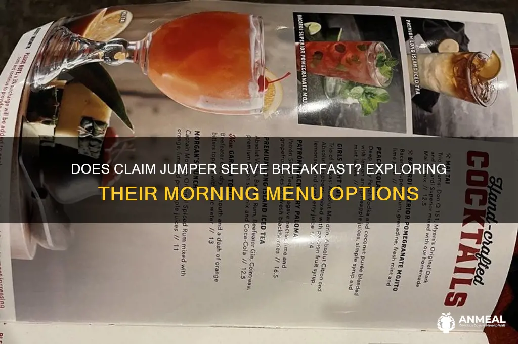 does claim jumper have breakfast