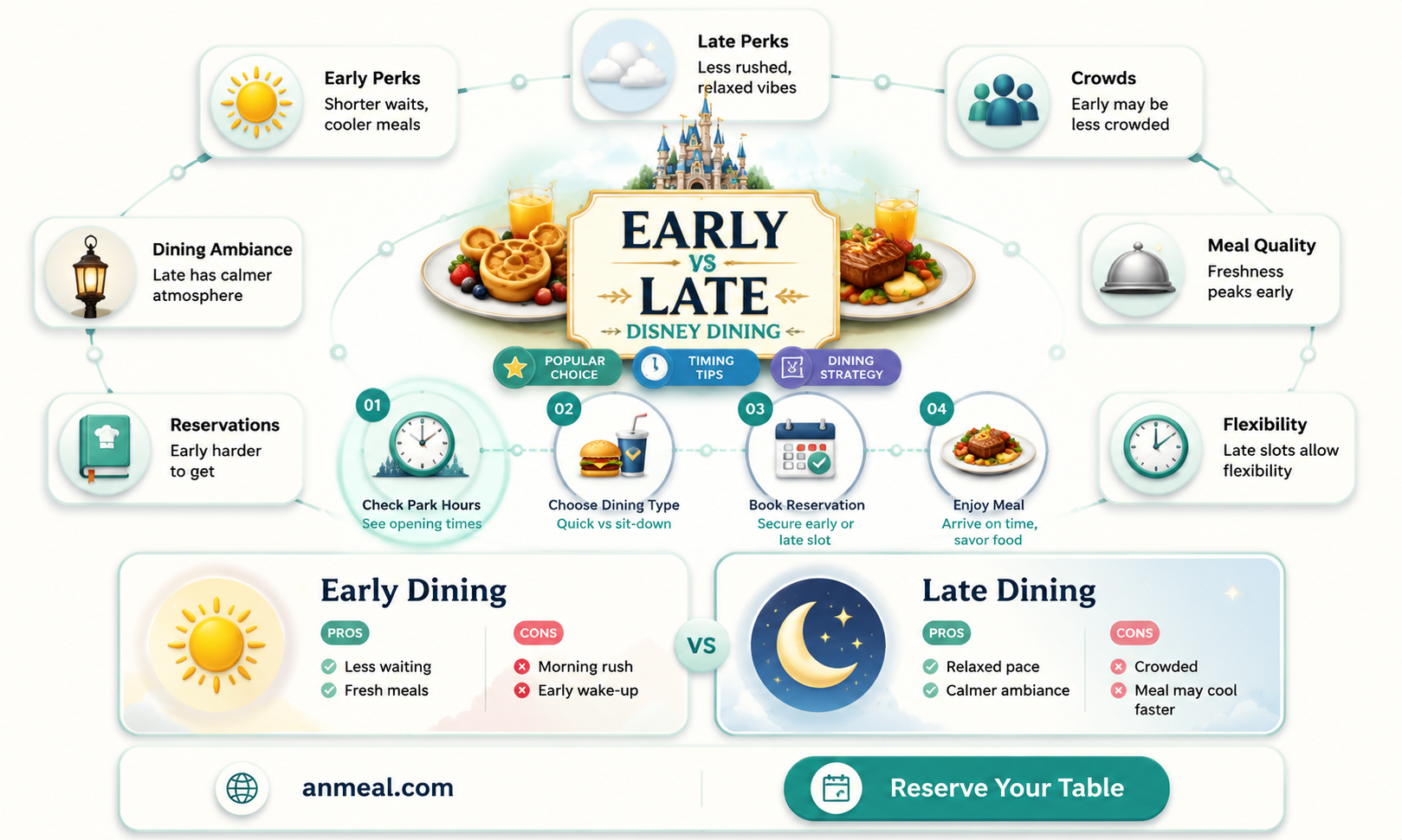 are earlier or later dinner reservations better at disney