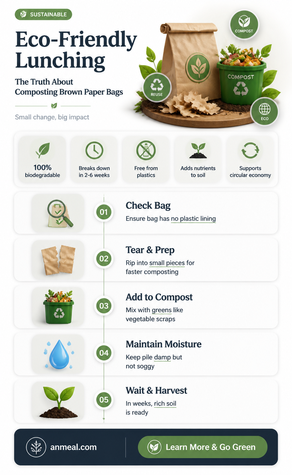 are brown paper lunch bags compostable