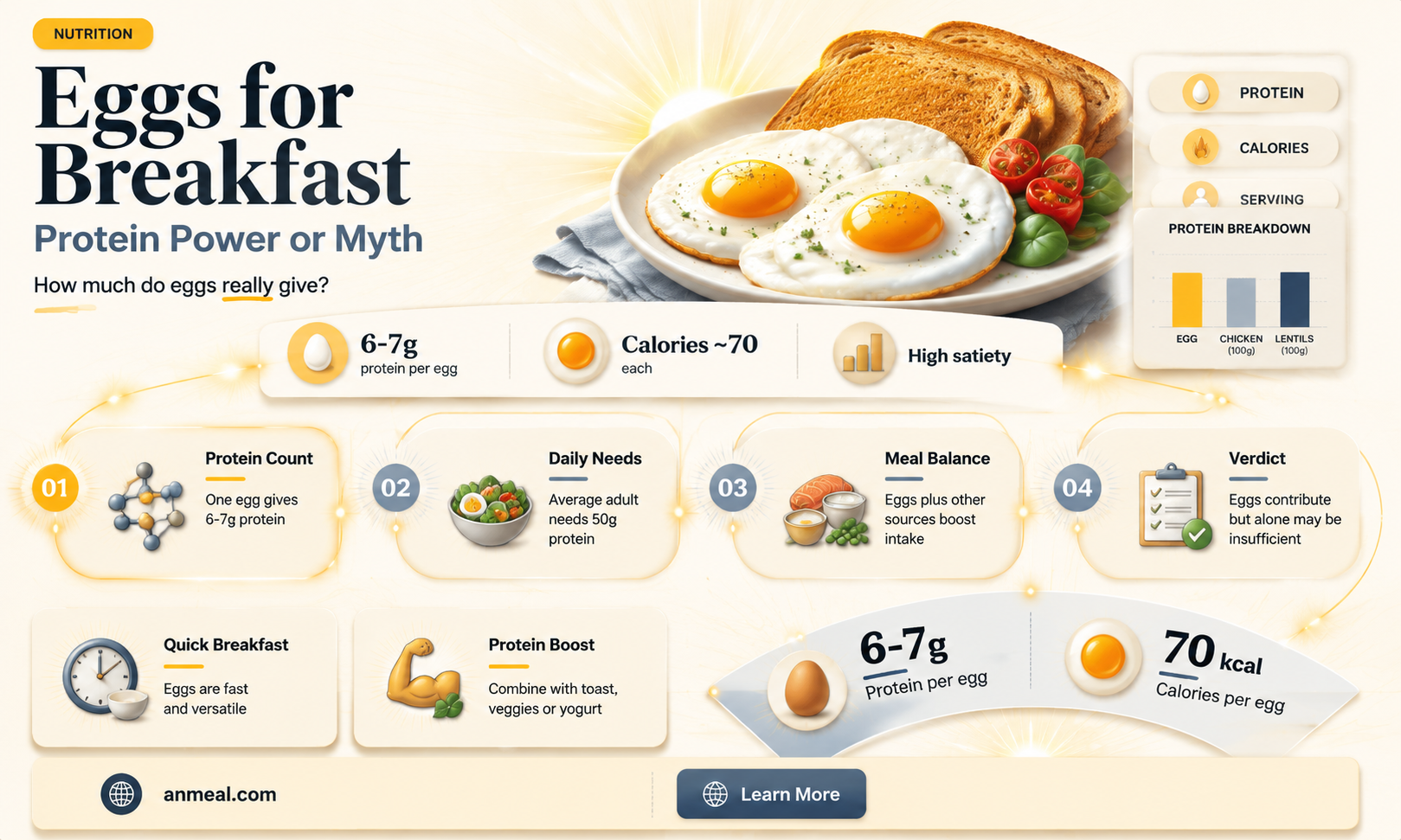 are two eggs enough protein for breakfast