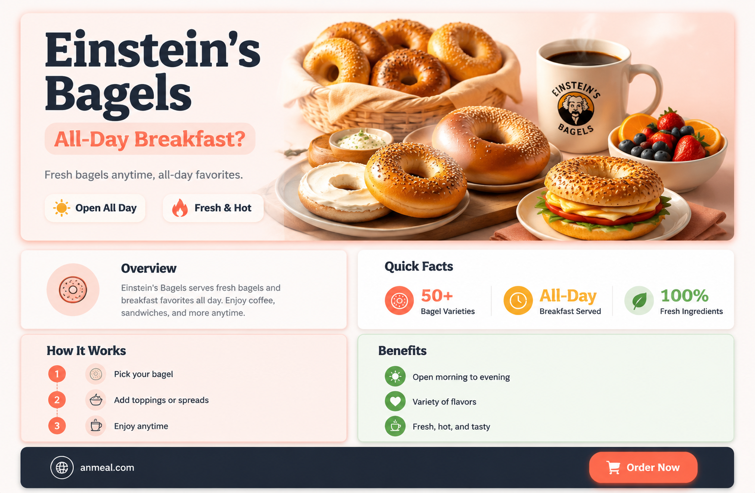 are einstein breakfast bagles available all day