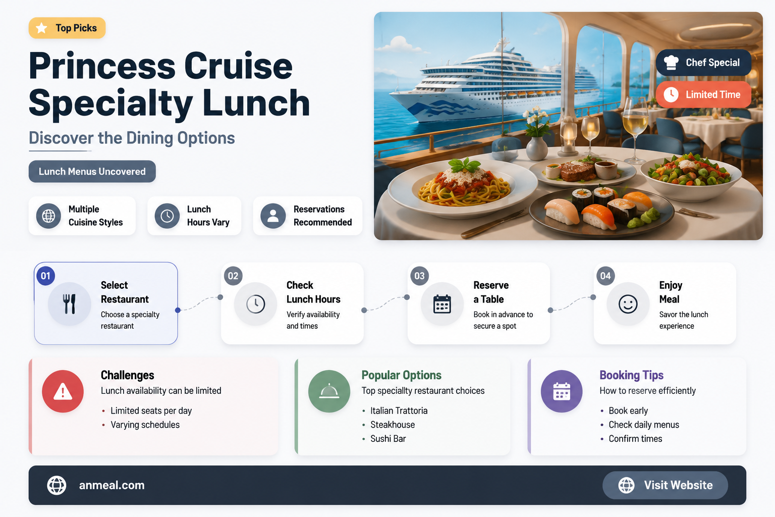 are princess cruise speciality restaurants open for lunch