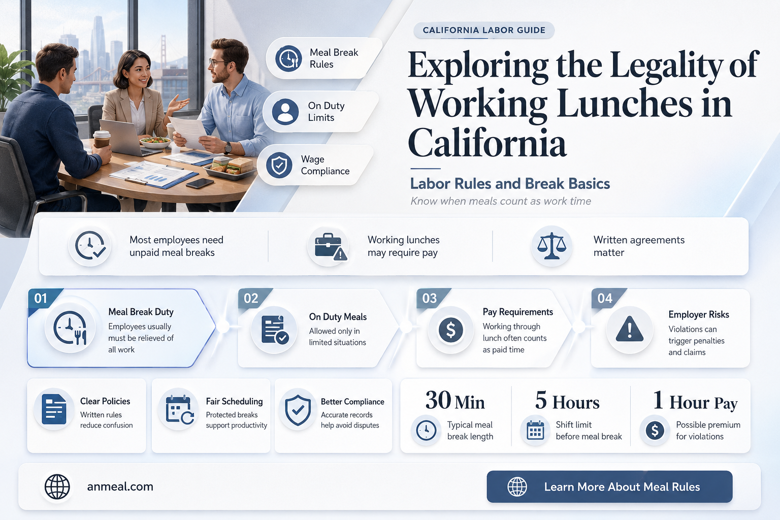 are working lunches legal ca