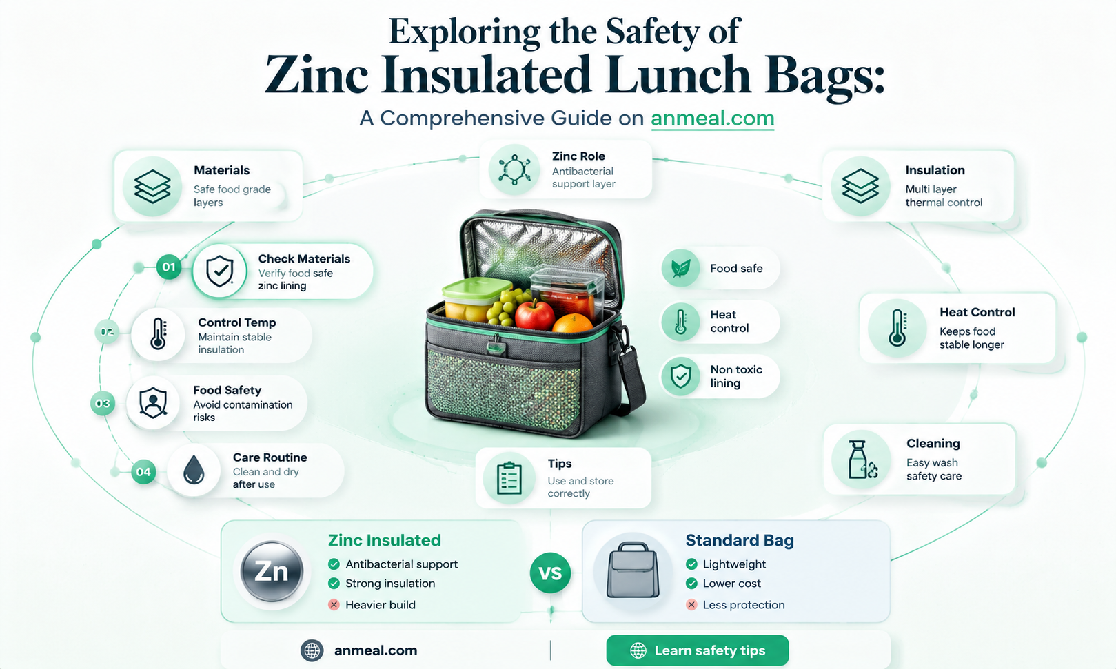 are zinc insulated lunch bags safe