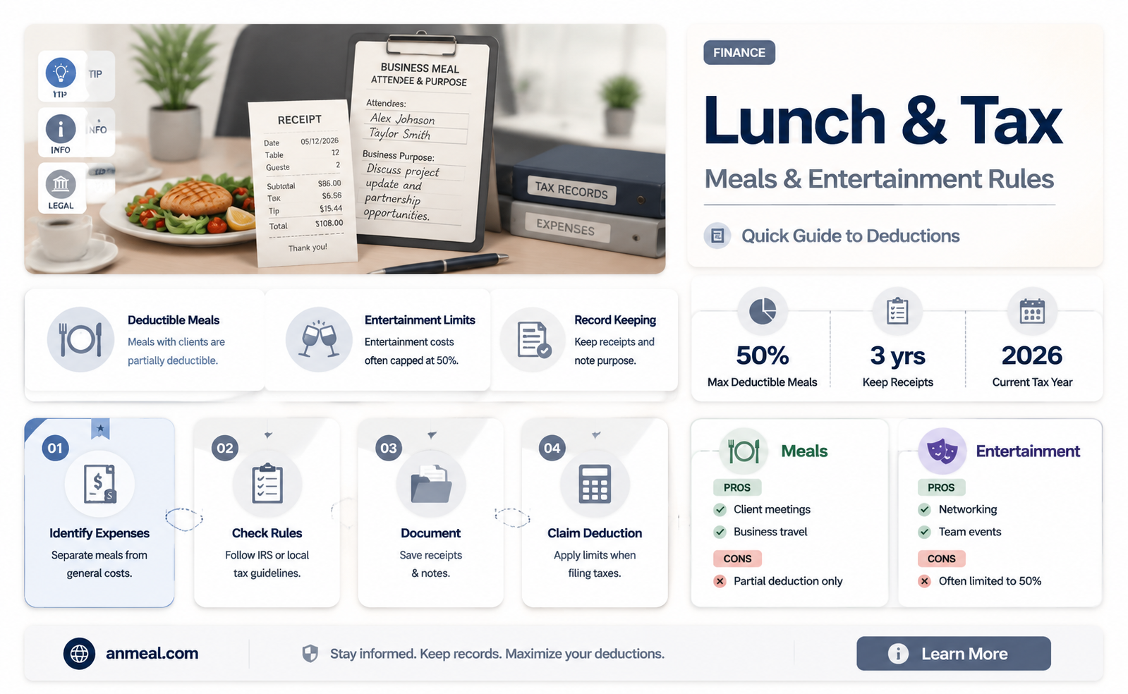 are food items for lunch considered meals & entertainment