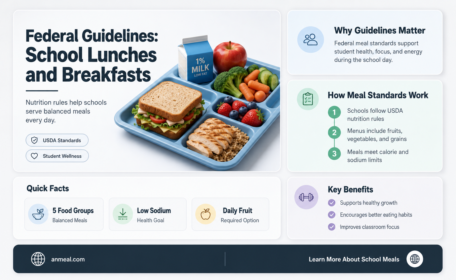 are there federal guidelines for school lunches & breakfasts