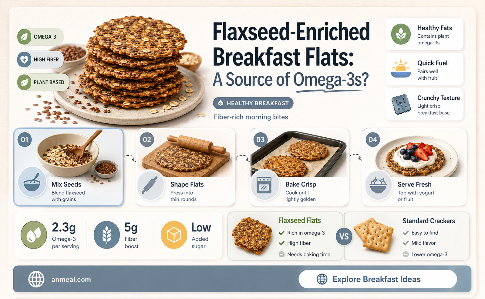 are there any omega 3 in breakfast flats with flaxseed