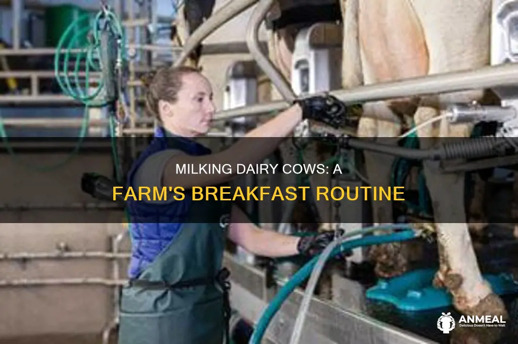 how dairy cows are milked breakfast on the farm