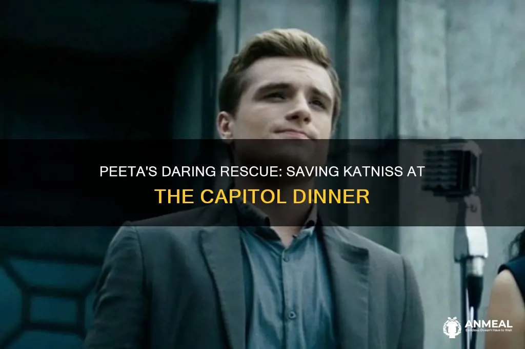 how did peeta save katniss at dinner chapter 6
