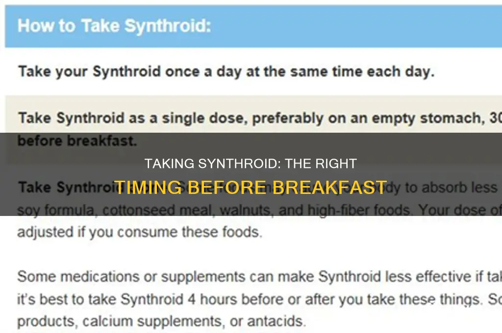 how long before breakfast should you take synthroid