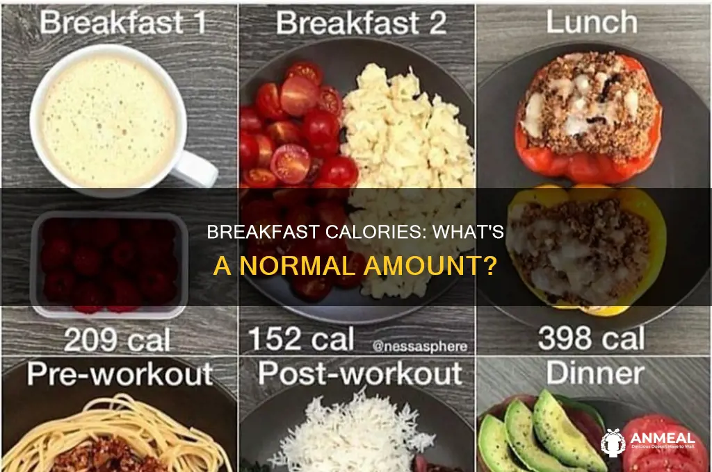 how many caleries are typical for a breakfast