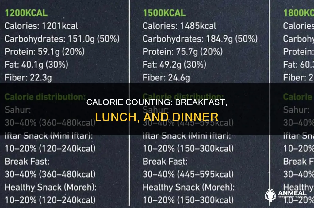 how many calories shluld man have breakfast lunch dinner