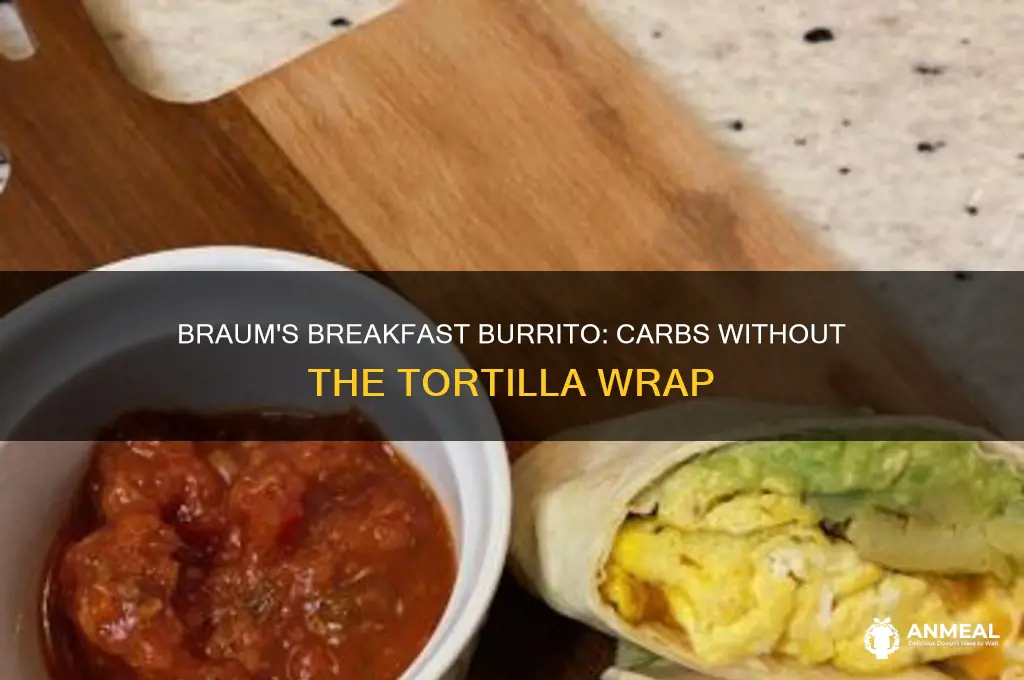 how many carbs in a braums breakfast burrito without tortilla