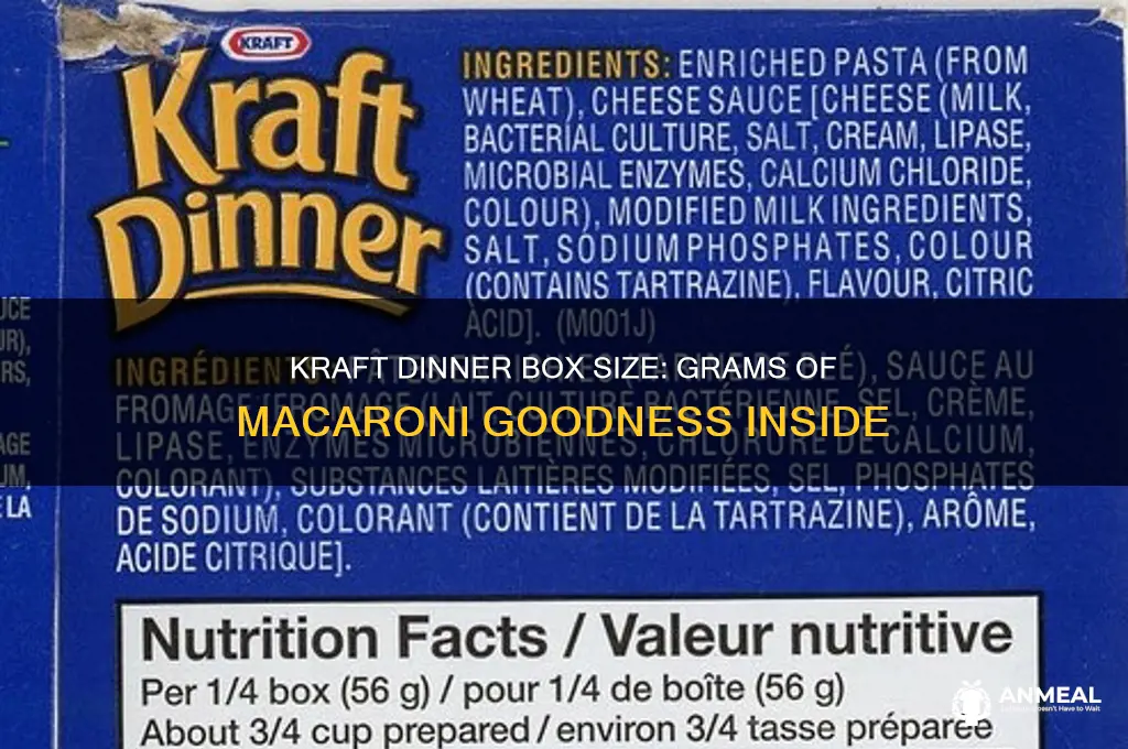how many grams in a box of kraft dinner