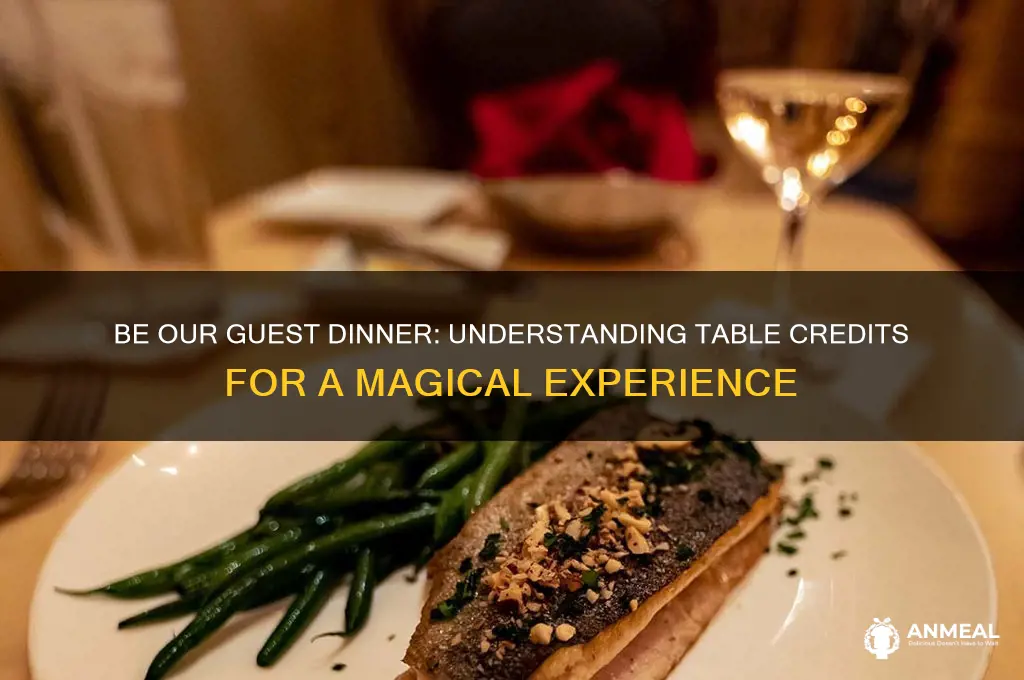 how many table credits is be our guest dinner