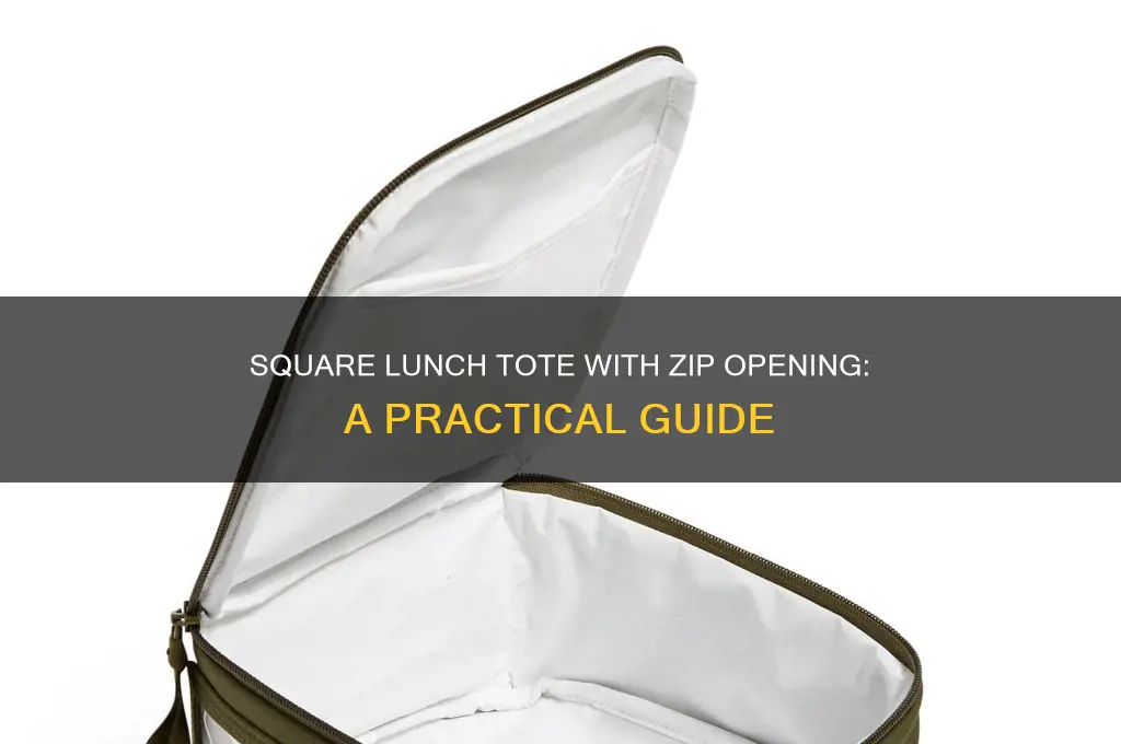 how square lunch tote with zip opening
