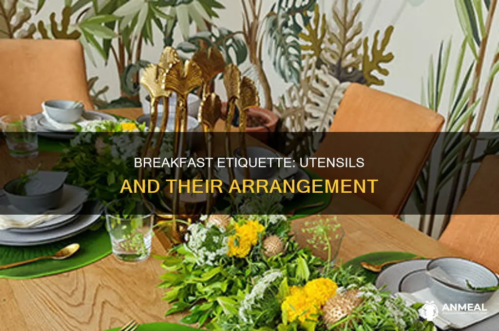 how the utensils arranged at aristocratic breakfast photo
