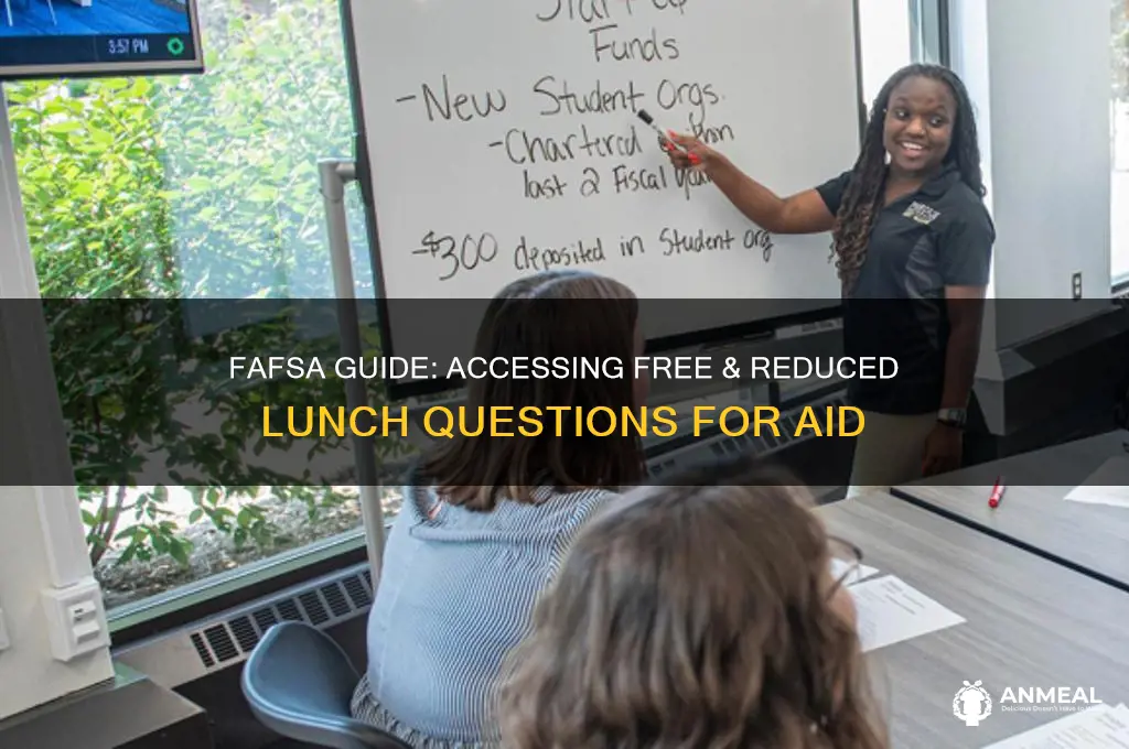 how to access questions about free reduced lunch on fafsa
