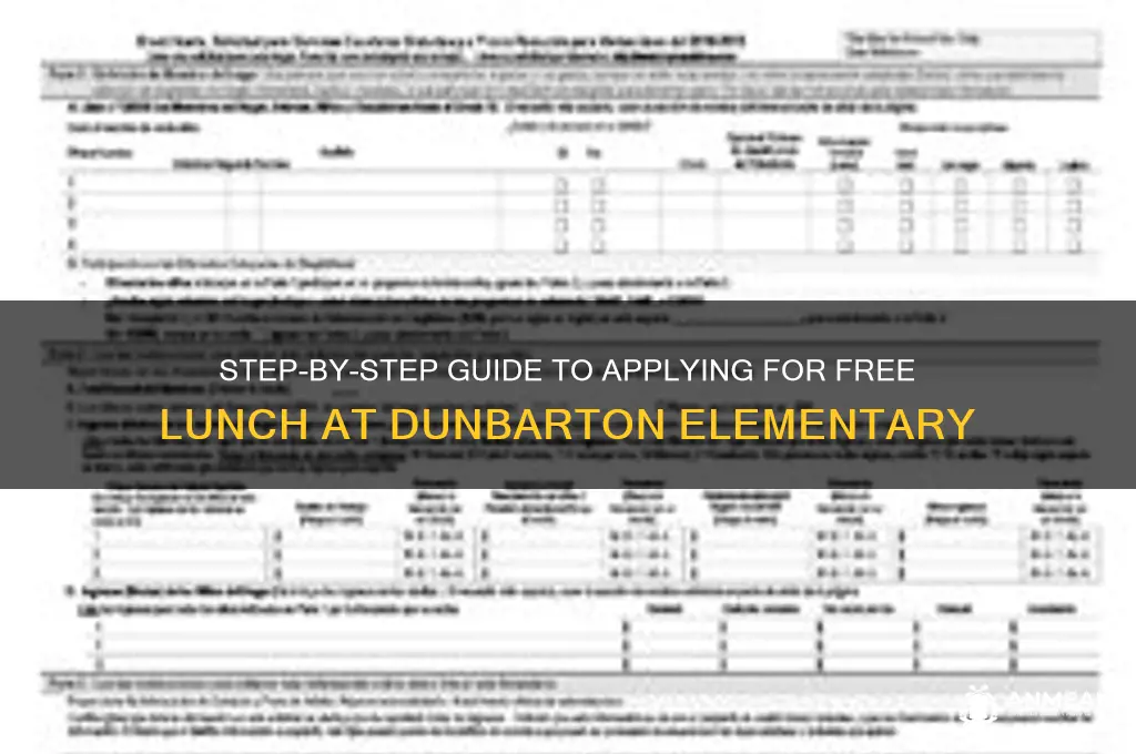 how to apply free lunch dunbarton elementary