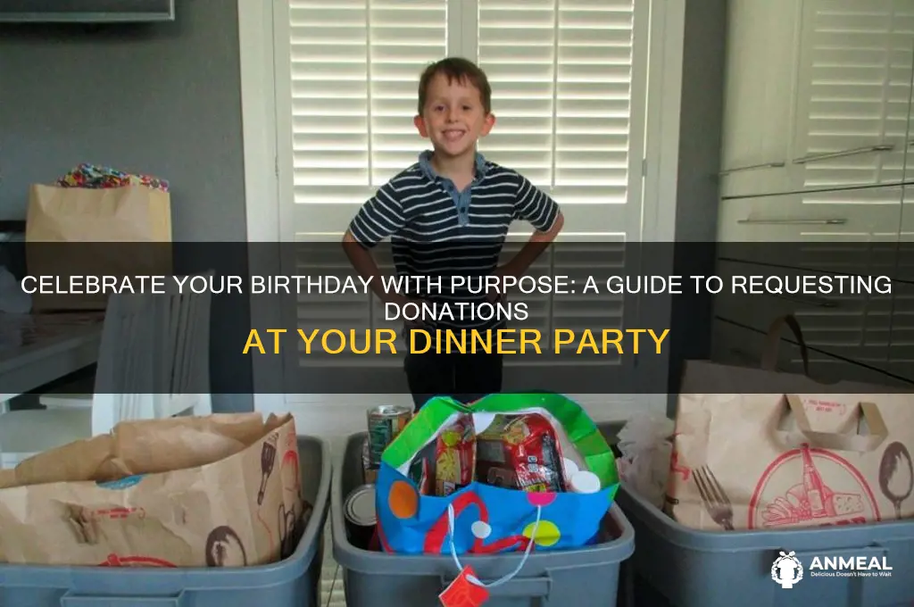 how to ask for donation to birthday dinner party