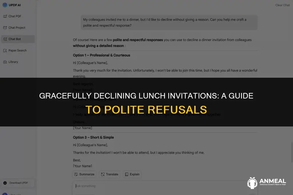 how to avoid having lunch with someone