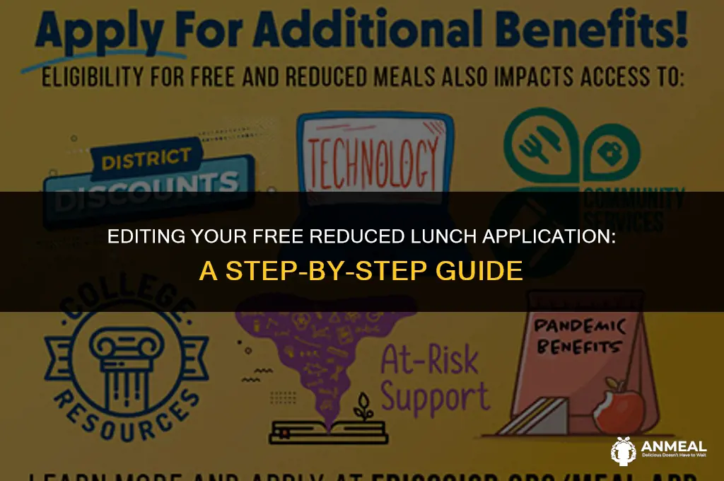 how to edit free reduced lunch application