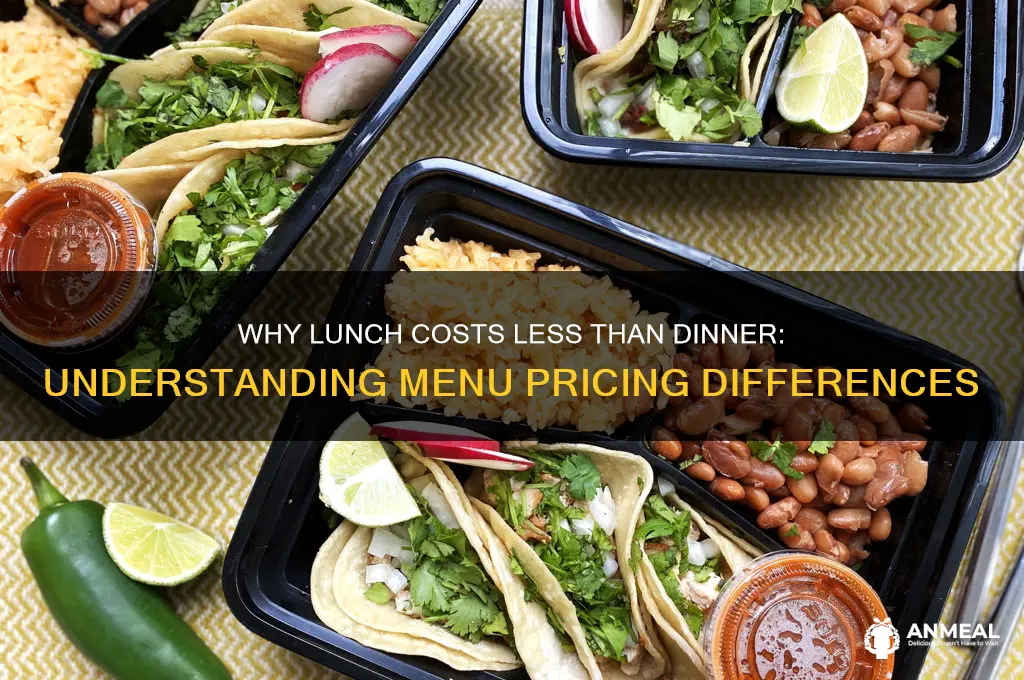 how to explain price on lunch vs dinner