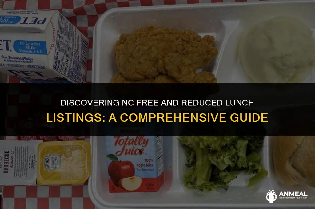 how to find out nc free reduced lunch listing